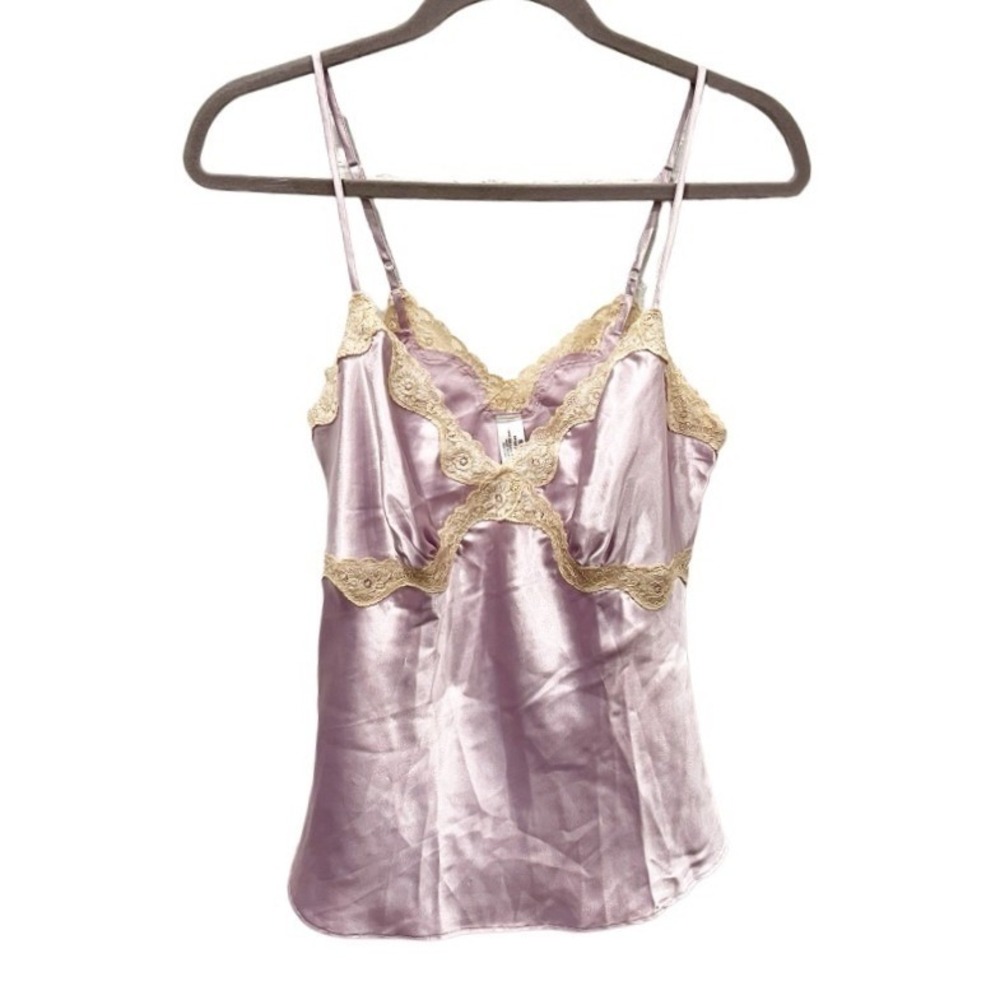 Cabernet Y2K 2000s Lavender Satin Lace Trim Camisole Going Out Top Size Medium